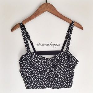 NEW Bethany Mota Floral Caged-Back Bralette Top